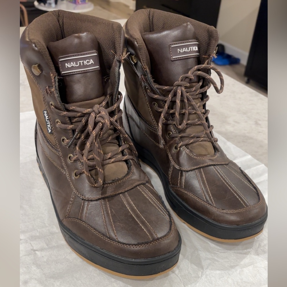 Nautica Men's Dark Brown Lace-Up Boots